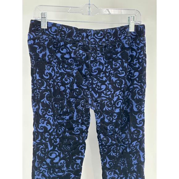 Romeo & Juliet Couture Women's Velvet Print Leggings Size M Blue / Black Floral - Picture 5 of 12